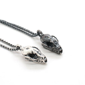 sterling mini bat skull necklace