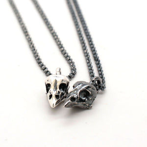 sterling silver mini sparrow skull necklace
