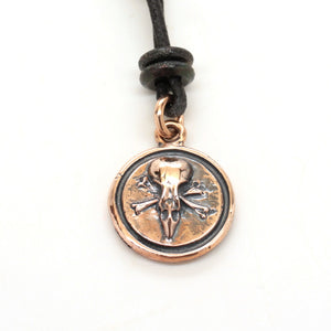 bronze skull medallion