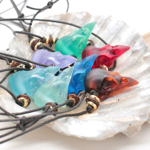 seaglass sparrow skull necklace