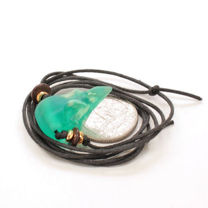 seaglass sparrow skull necklace