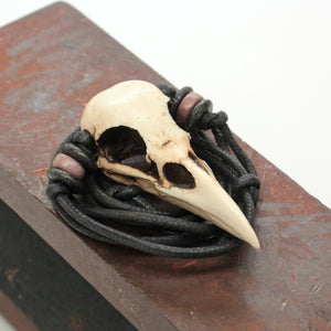 miniature crow skull necklace