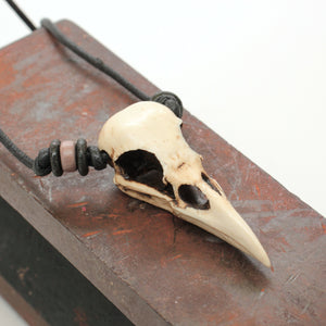 miniature crow skull necklace
