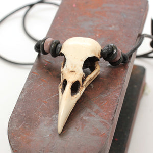 miniature crow skull necklace