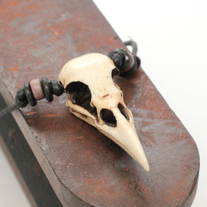 miniature crow skull necklace