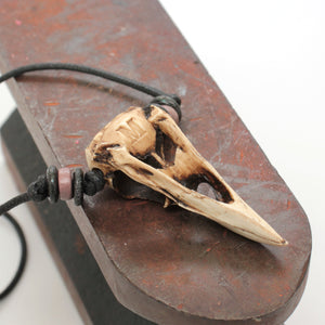 miniature crow skull necklace