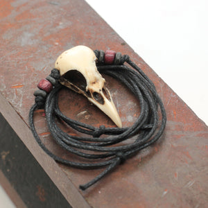 miniature magpie skull necklace
