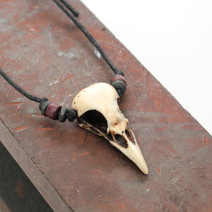 miniature magpie skull necklace