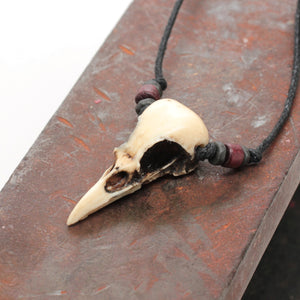 miniature magpie skull necklace