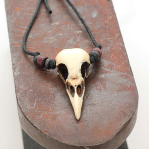 miniature magpie skull necklace