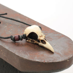 miniature magpie skull necklace