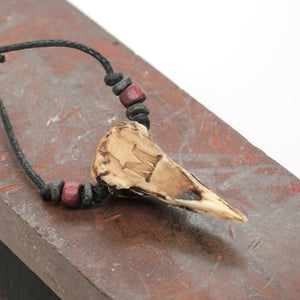 miniature magpie skull necklace