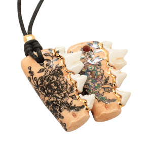 ceramic coyote jaw necklace preorder - bone - skullery