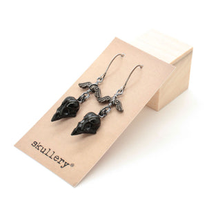 winged mini sparrow earrings - black