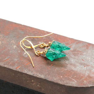 gem mini sparrow earrings - emerald + gold