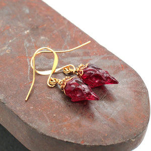 gem mini sparrow earrings - garnet + gold