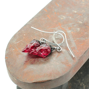 gem mini sparrow earrings - garnet + gunmetal